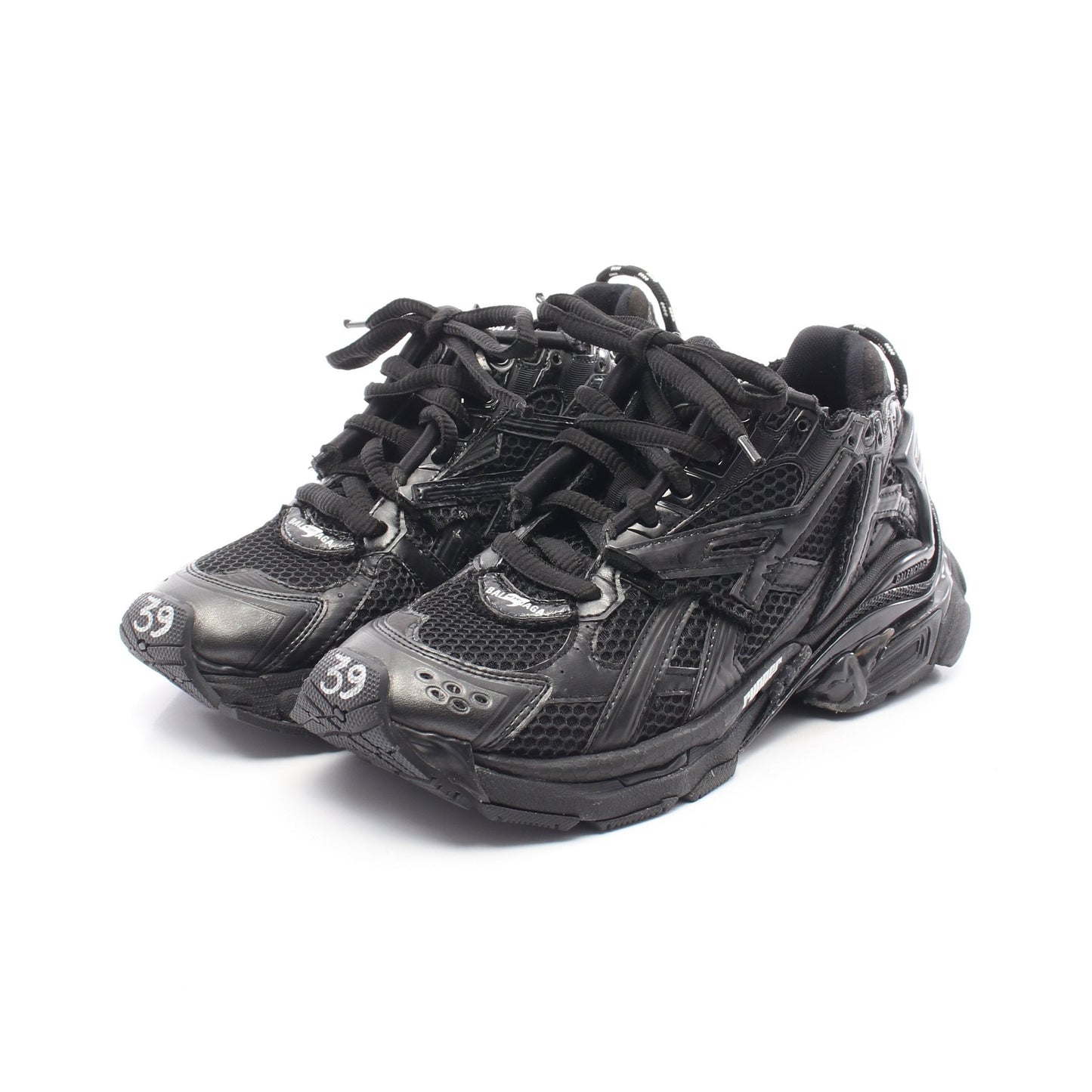 RUNNER ランナー スニーカー レザー ファブリック ブラック ユーズド加工 バレンシアガ シューズ BALENCIAGA