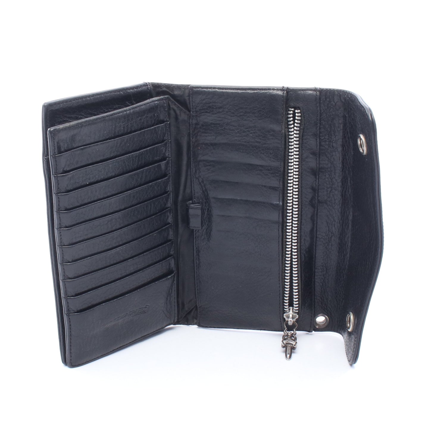 ウェーブウォレット クロスボタン 三つ折り長財布 レザー ブラック クロムハーツ 財布・小物 Chrome Hearts