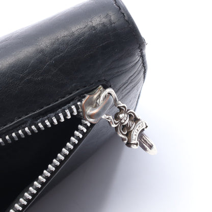 ウェーブウォレット クロスボタン 三つ折り長財布 レザー ブラック クロムハーツ 財布・小物 Chrome Hearts
