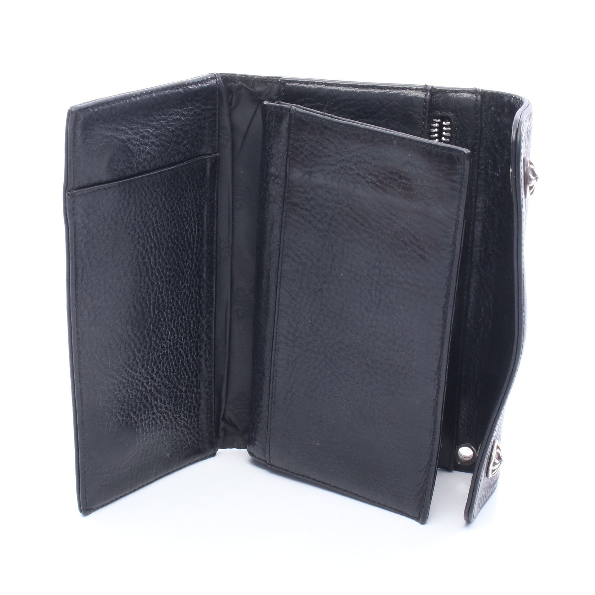 ウェーブウォレット クロスボタン 三つ折り長財布 レザー ブラック クロムハーツ 財布・小物 Chrome Hearts