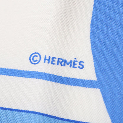カレ90 Vive les champions! スカーフ シルク ブルー ホワイト イエロー エルメス 財布・小物 HERMES