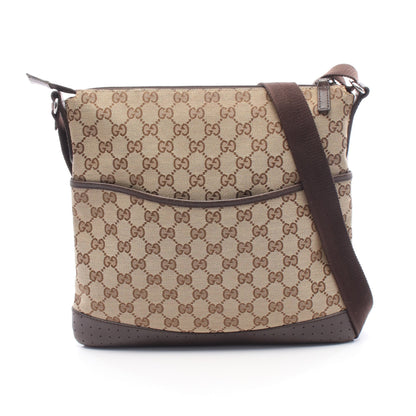 GGキャンバス ショルダーバッグ キャンバス レザー ベージュ ブラウン グッチ バッグ GUCCI