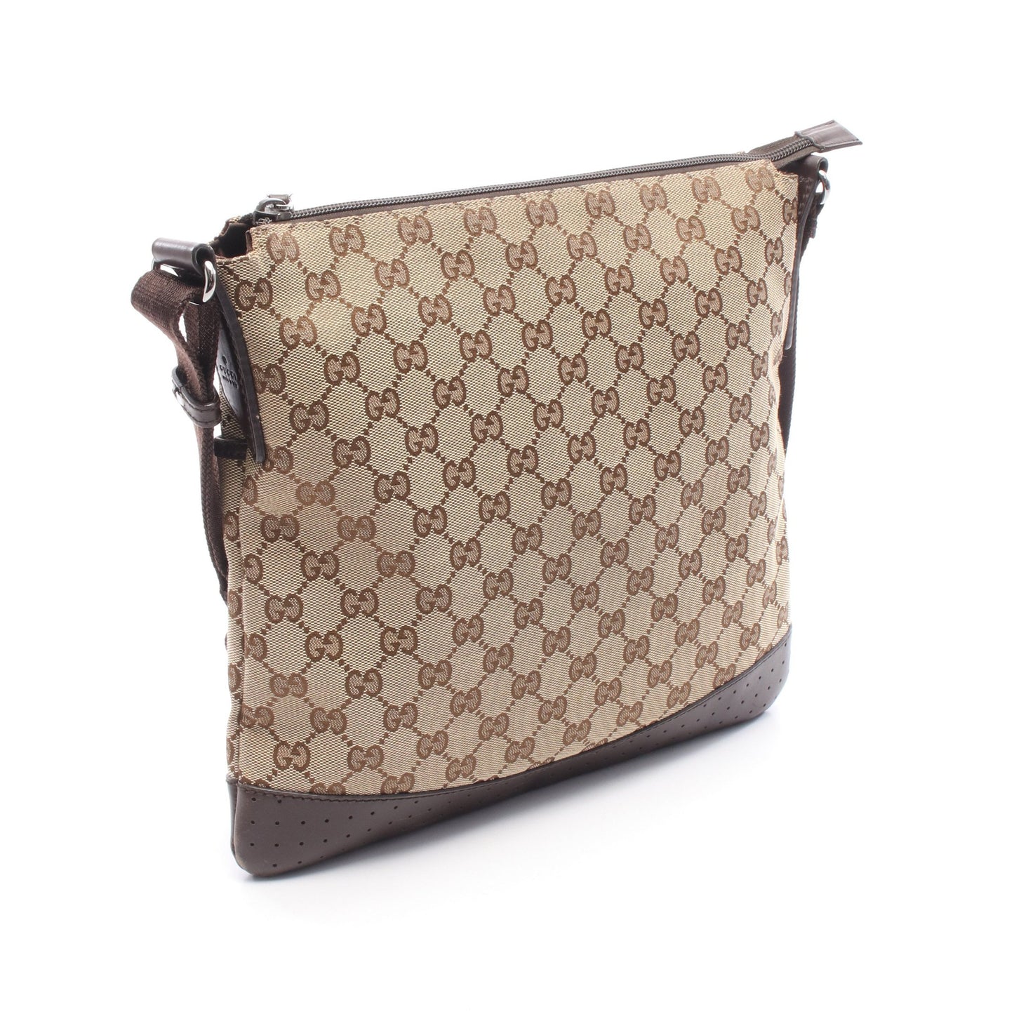GGキャンバス ショルダーバッグ キャンバス レザー ベージュ ブラウン グッチ バッグ GUCCI