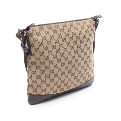 GGキャンバス ショルダーバッグ キャンバス レザー ベージュ ブラウン グッチ バッグ GUCCI