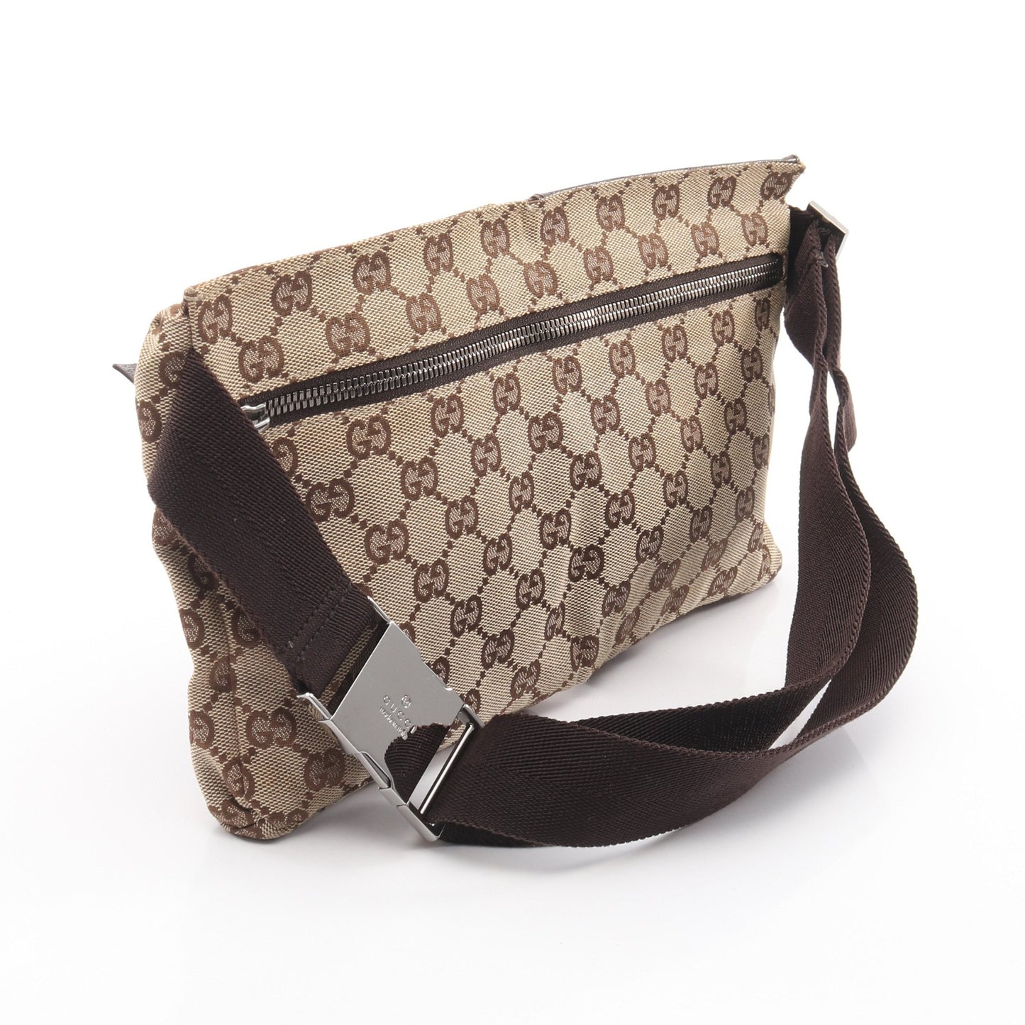 GGキャンバス ボディバッグ ウエストバッグ キャンバス レザー ベージュ ブラウン グッチ