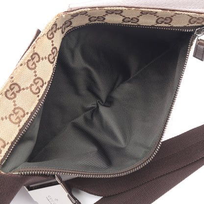 GGキャンバス ボディバッグ ウエストバッグ キャンバス レザー ベージュ ブラウン グッチ