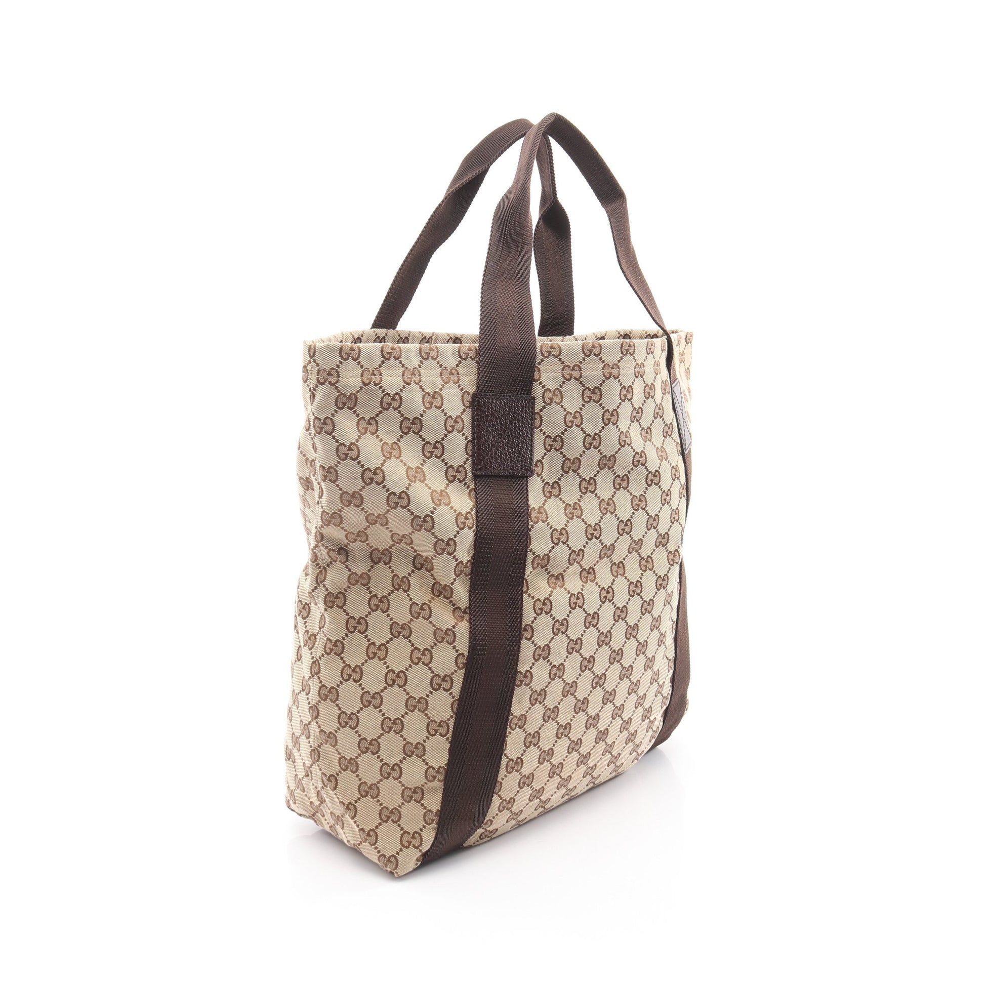 GGキャンバス ハンドバッグ トートバッグ キャンバス レザー ベージュ ブラウン グッチ バッグ GUCCI