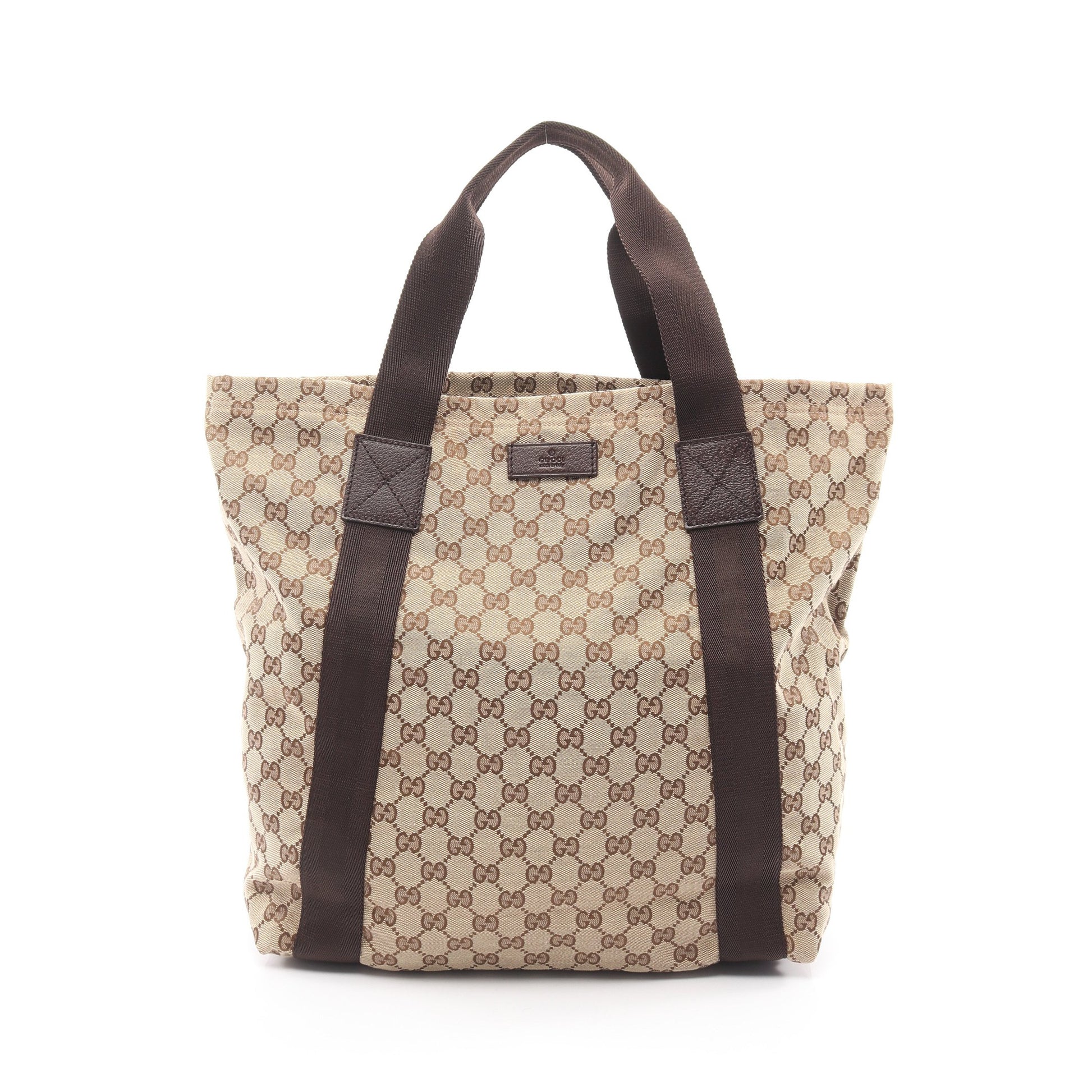 GGキャンバス ハンドバッグ トートバッグ キャンバス レザー ベージュ ブラウン グッチ バッグ GUCCI