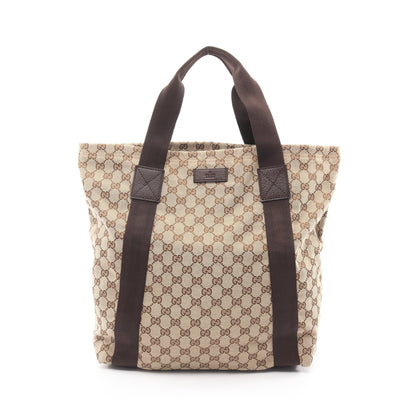 GGキャンバス ハンドバッグ トートバッグ キャンバス レザー ベージュ ブラウン グッチ バッグ GUCCI