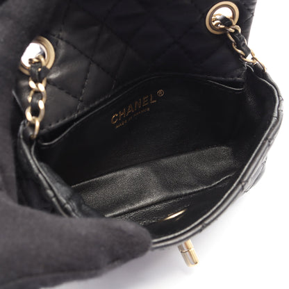 マトラッセ ミニ チェーンショルダーバッグ ラムスキン ブラック ゴールド金具 シャネル バッグ CHANEL