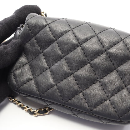 マトラッセ ミニ チェーンショルダーバッグ ラムスキン ブラック ゴールド金具 シャネル バッグ CHANEL