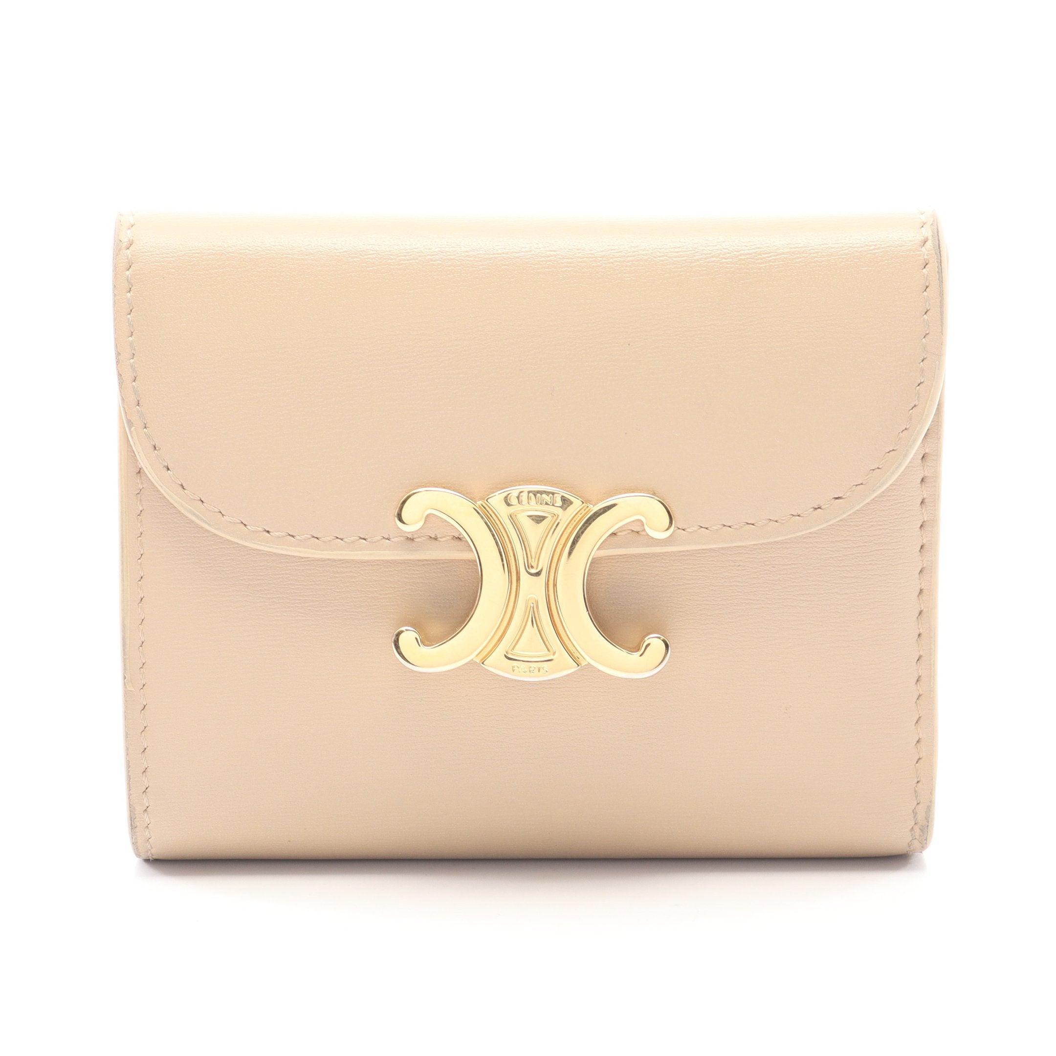 CELINE セリーヌ 3つ折り財布 トリオンフ ベージュ 箱有 セリーヌ(CELINE)セリーヌ トリオンフ 三つ折り財布 三つ折り財布 財布