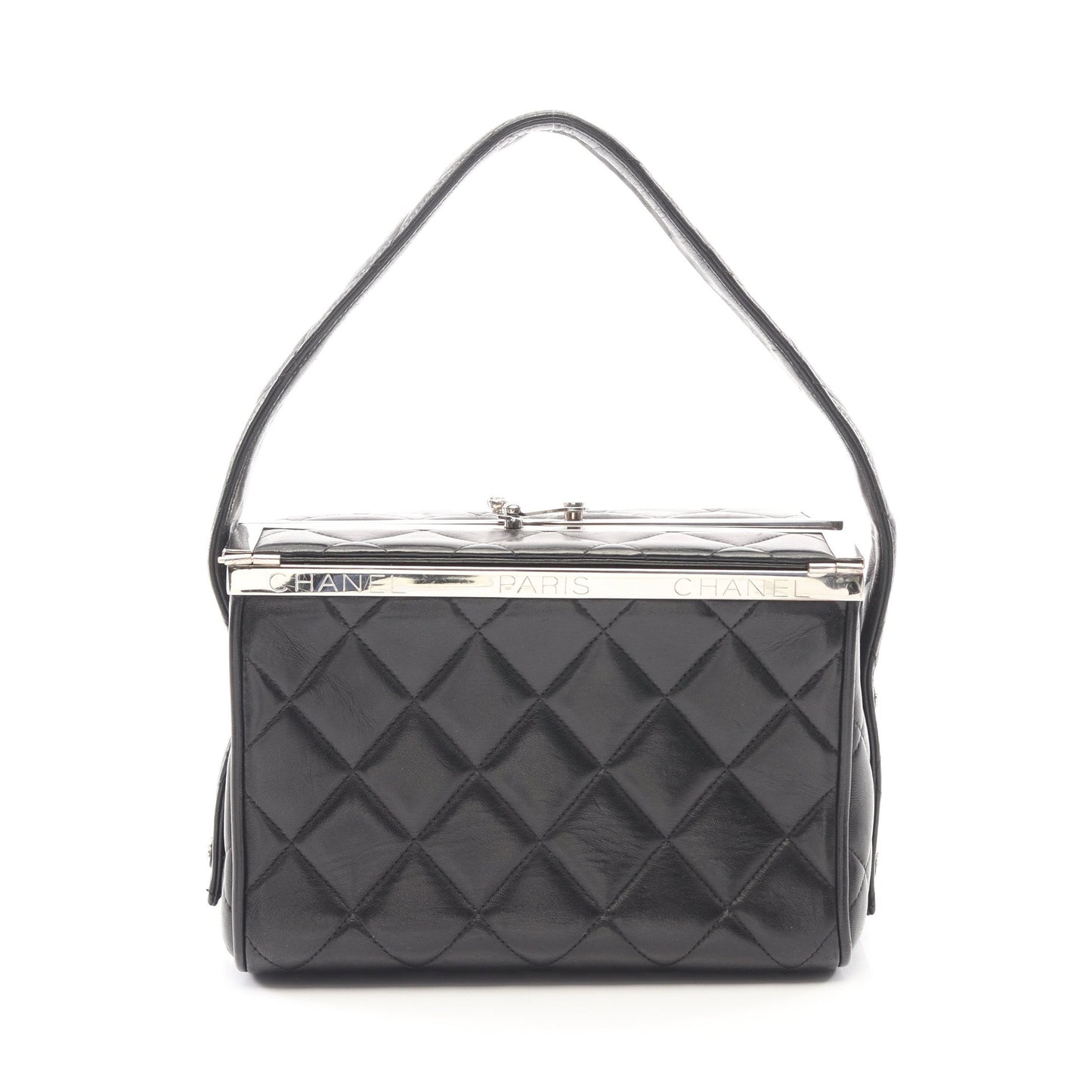 マトラッセ ハンドバッグ バニティバッグ ラムスキン ブラック シルバー金具 シャネル バッグ CHANEL
