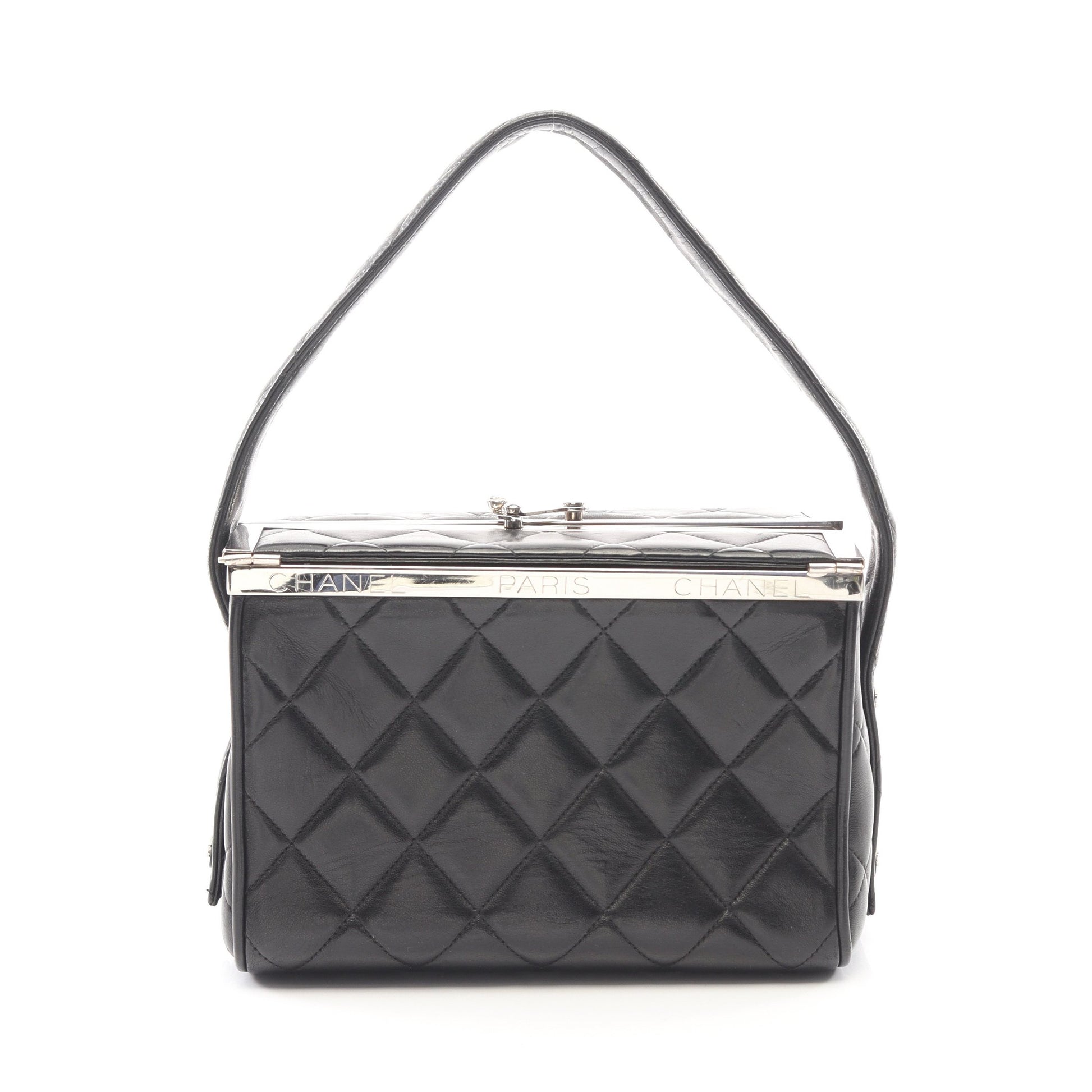 マトラッセ ハンドバッグ バニティバッグ ラムスキン ブラック シルバー金具 シャネル バッグ CHANEL
