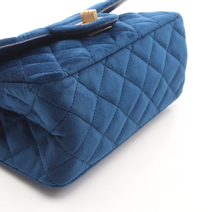 2.55 マトラッセ Wチェーンショルダーバッグ ベルベット ダークブルー ゴールド金具 シャネル バッグ CHANEL