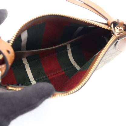 GGエンブレム スモール ショルダーバッグ PVC レザー ベージュ ブラウン グッチ バッグ GUCCI