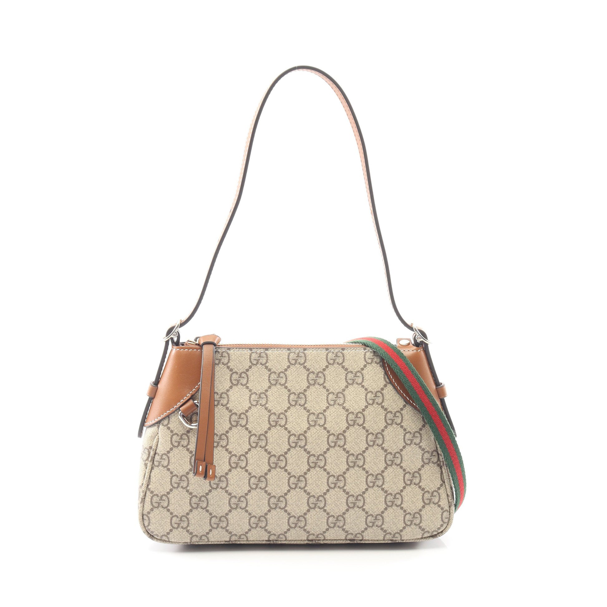 GGエンブレム スモール ショルダーバッグ PVC レザー ベージュ ブラウン グッチ バッグ GUCCI