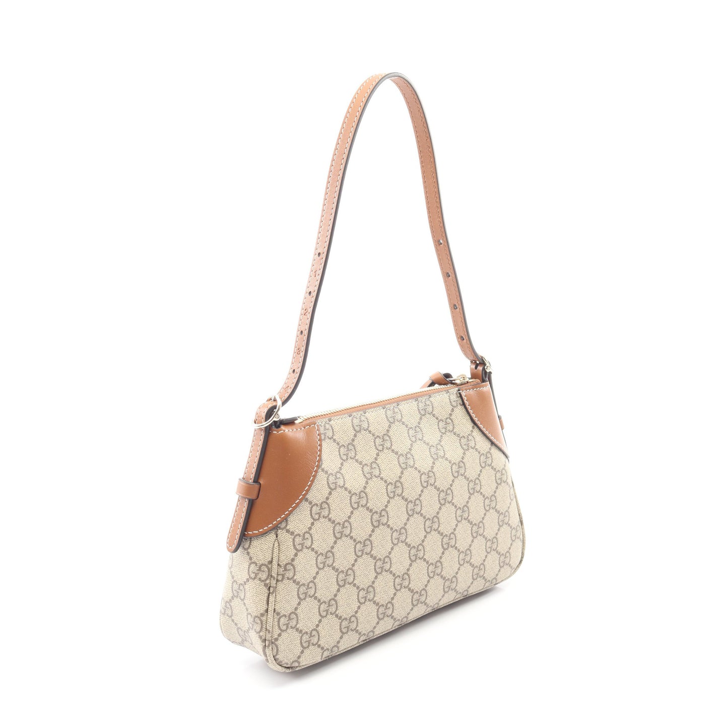GGエンブレム スモール ショルダーバッグ PVC レザー ベージュ ブラウン グッチ バッグ GUCCI