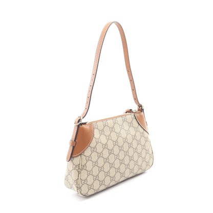 GGエンブレム スモール ショルダーバッグ PVC レザー ベージュ ブラウン グッチ バッグ GUCCI