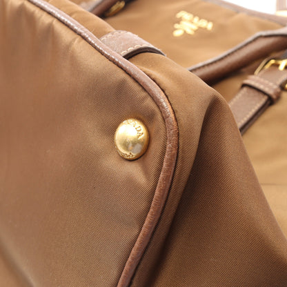TESSUTO VIT DAINO ハンドバッグ ナイロン レザー ブラウン 2WAY プラダ バッグ PRADA