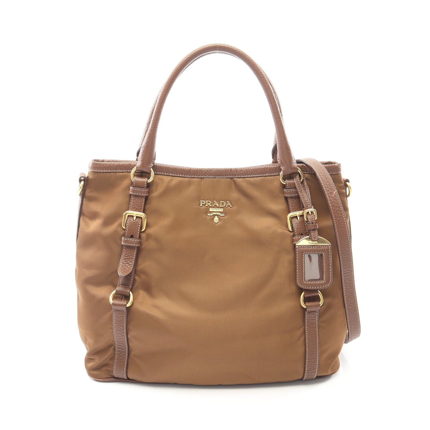 TESSUTO VIT DAINO ハンドバッグ ナイロン レザー ブラウン 2WAY プラダ バッグ PRADA