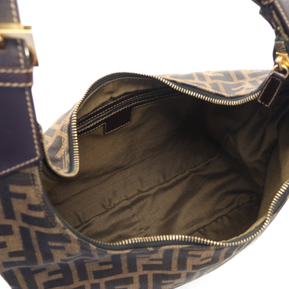 ズッカ ワンショルダーバッグ キャンバス レザー ブラウン ダークブラウン フェンディ バッグ FENDI