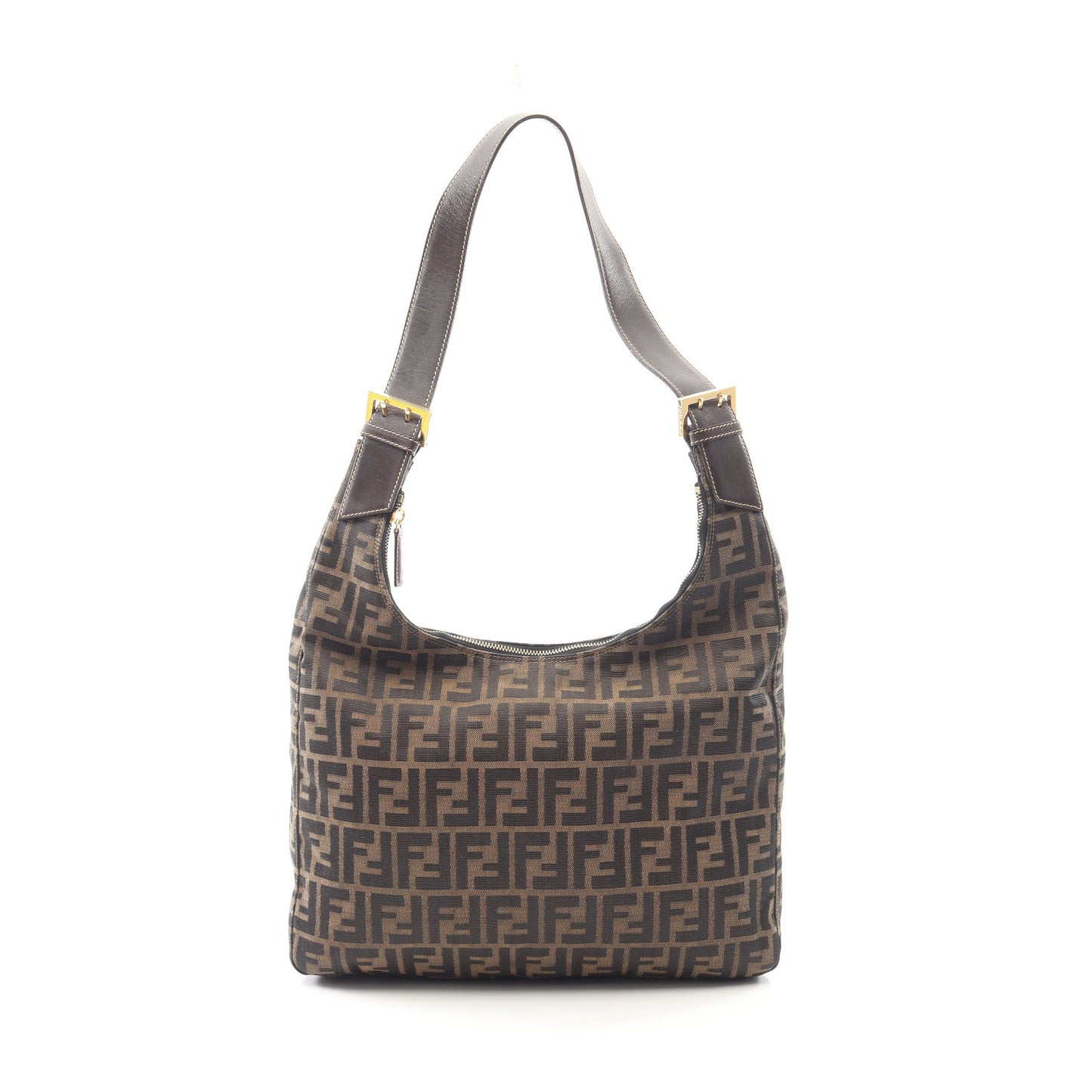 ズッカ ワンショルダーバッグ キャンバス レザー ブラウン ダークブラウン フェンディ バッグ FENDI