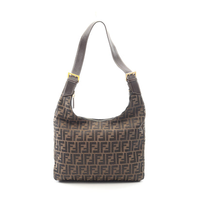 ズッカ ワンショルダーバッグ キャンバス レザー ブラウン ダークブラウン フェンディ バッグ FENDI
