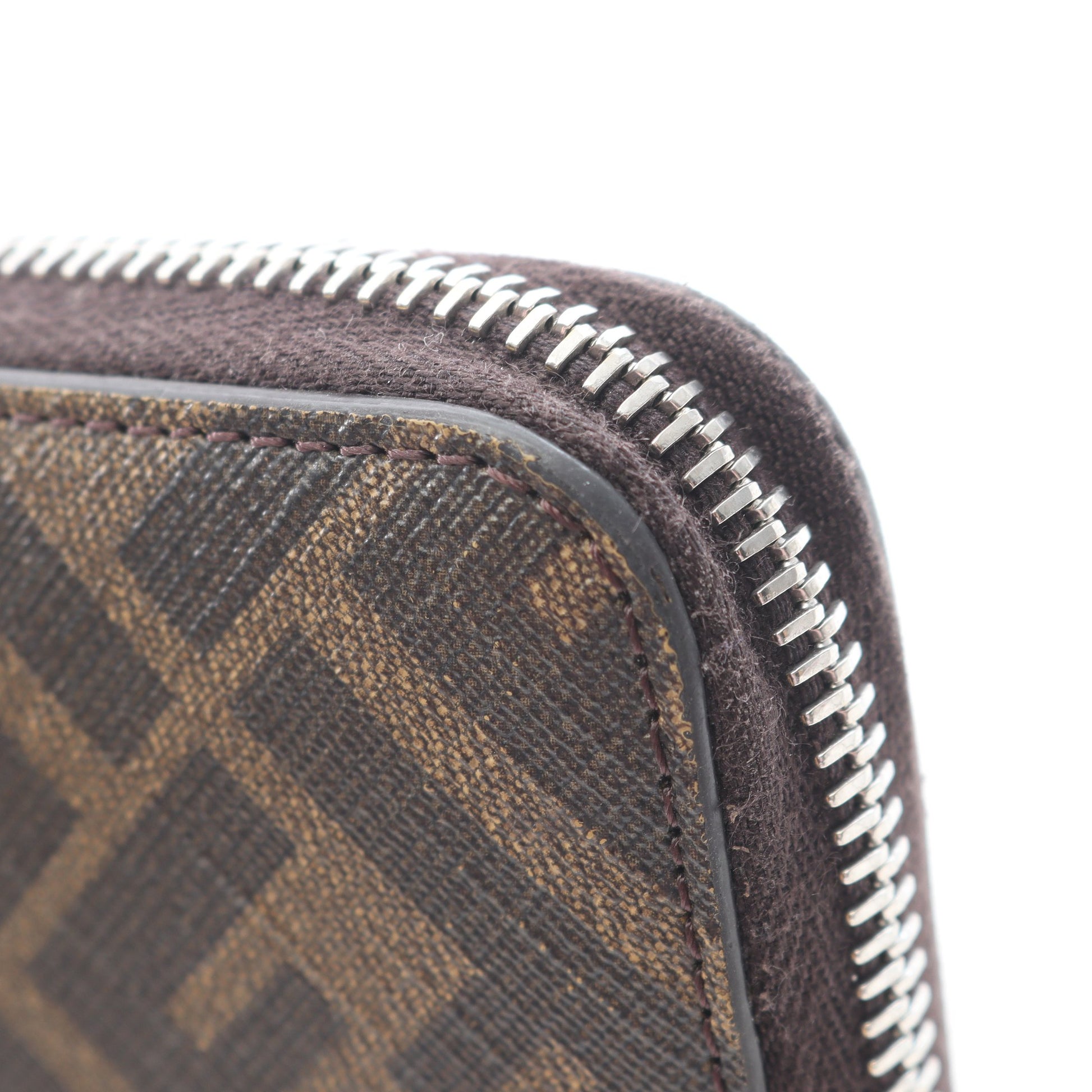 ズッカ ラウンドファスナー長財布 PVC レザー ブラウン フェンディ 財布・小物 FENDI