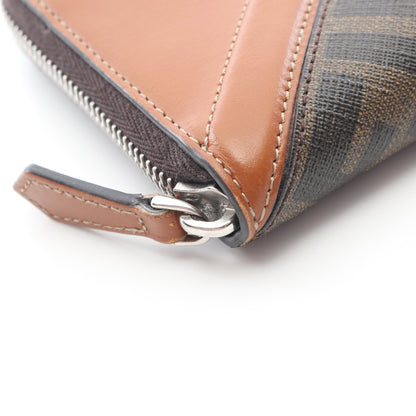 ズッカ ラウンドファスナー長財布 PVC レザー ブラウン フェンディ 財布・小物 FENDI