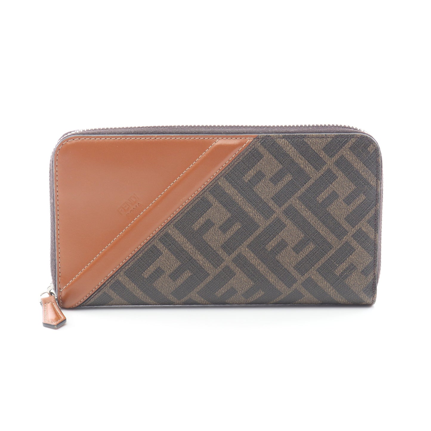 ズッカ ラウンドファスナー長財布 PVC レザー ブラウン フェンディ 財布・小物 FENDI