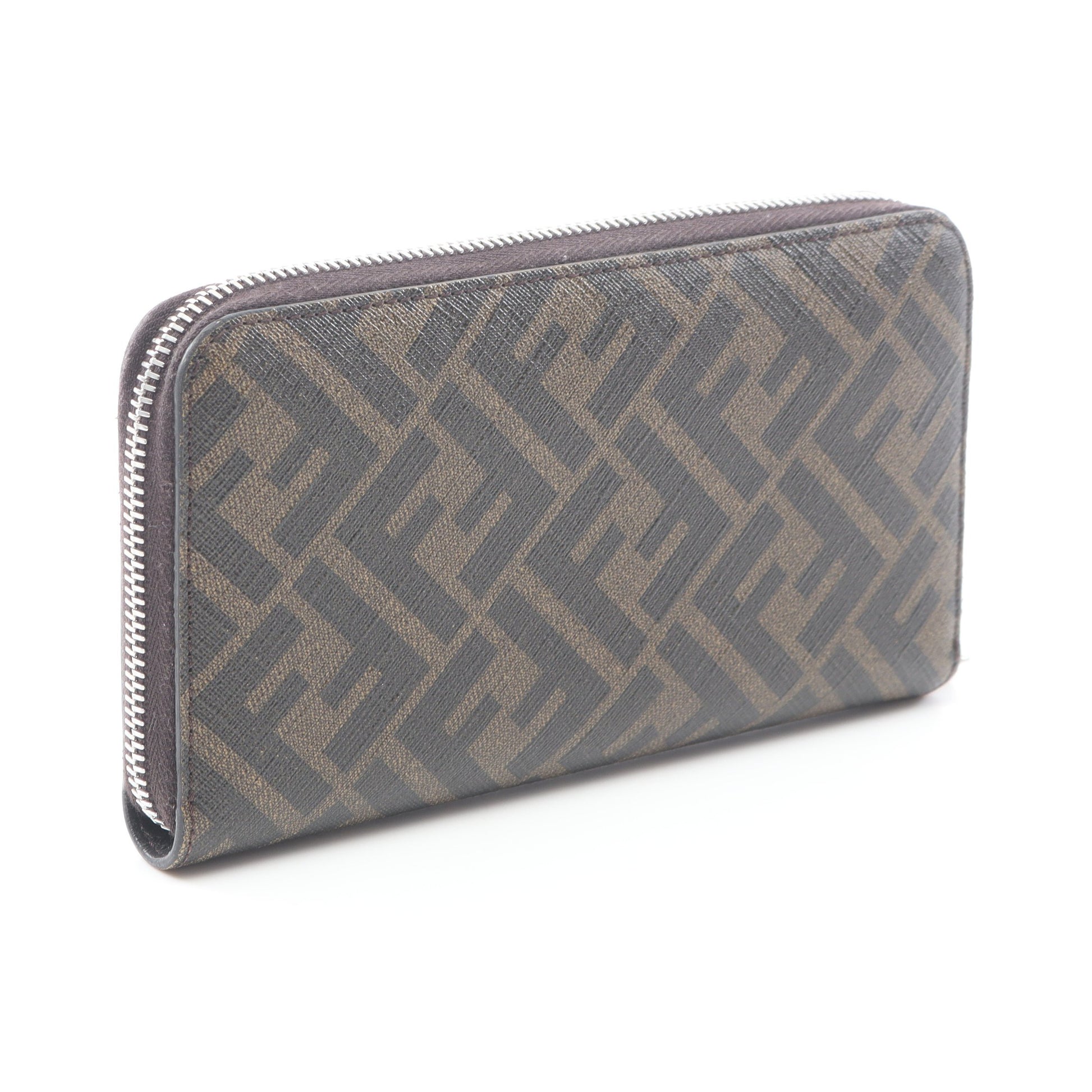 ズッカ ラウンドファスナー長財布 PVC レザー ブラウン フェンディ 財布・小物 FENDI