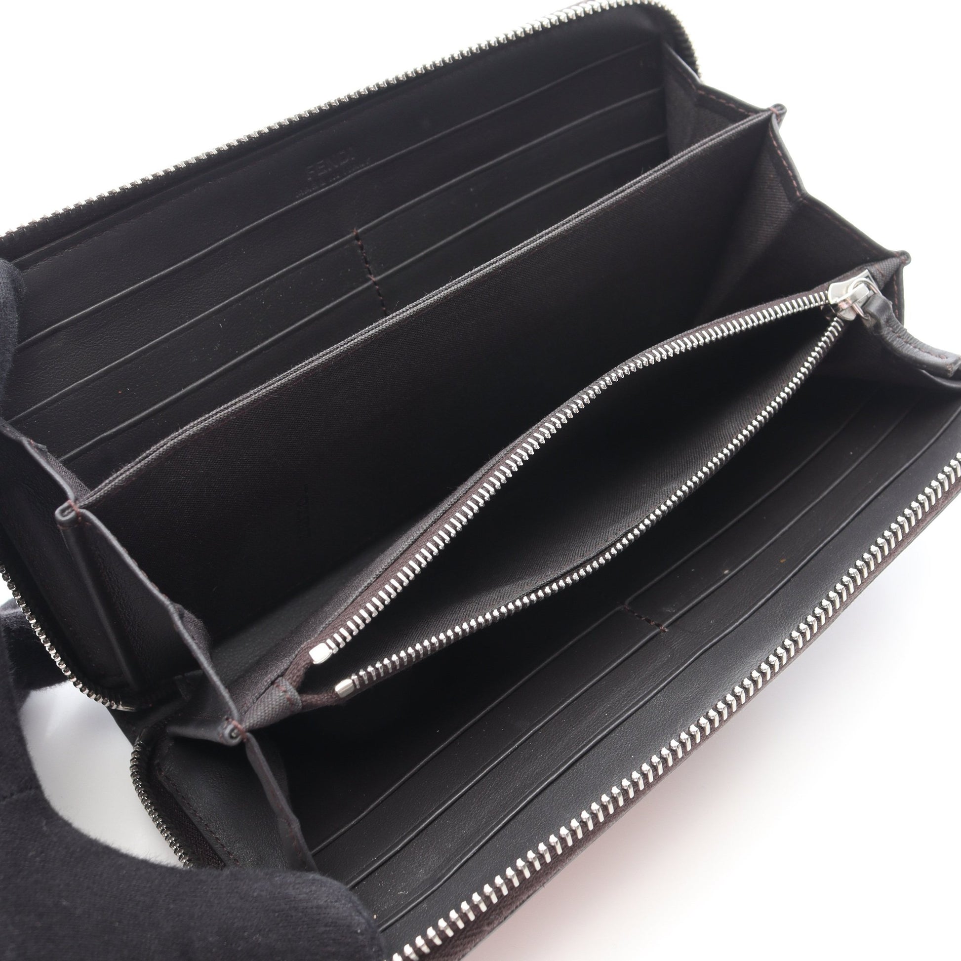 ズッカ ラウンドファスナー長財布 PVC レザー ブラウン フェンディ 財布・小物 FENDI