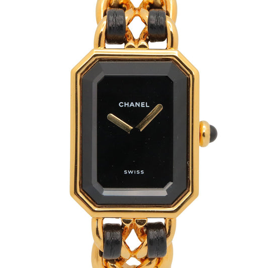 プルミエール S レディース 腕時計 クオーツ GP レザー ブラック シャネル