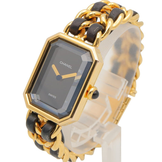 プルミエール S レディース 腕時計 クオーツ GP レザー ブラック シャネル