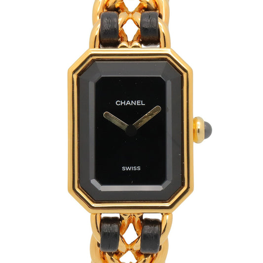 プルミエール S レディース 腕時計 クオーツ GP レザー ブラック シャネル