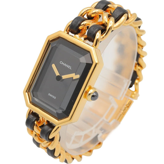 プルミエール S レディース 腕時計 クオーツ GP レザー ブラック シャネル