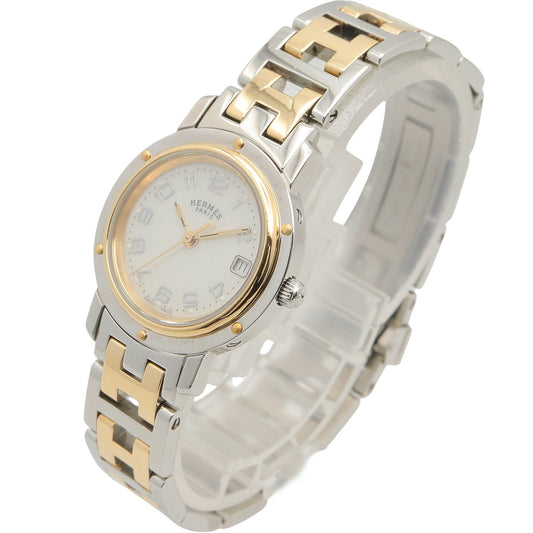 クリッパーナクレ ホワイトシェル レディース 腕時計 クオーツ GP SS ホワイト エルメス