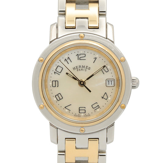 クリッパーナクレ ホワイトシェル レディース 腕時計 クオーツ GP SS ホワイト エルメス