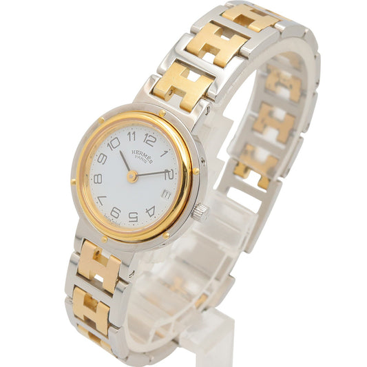 クリッパー レディース 腕時計 クオーツ GP SS ホワイト エルメス