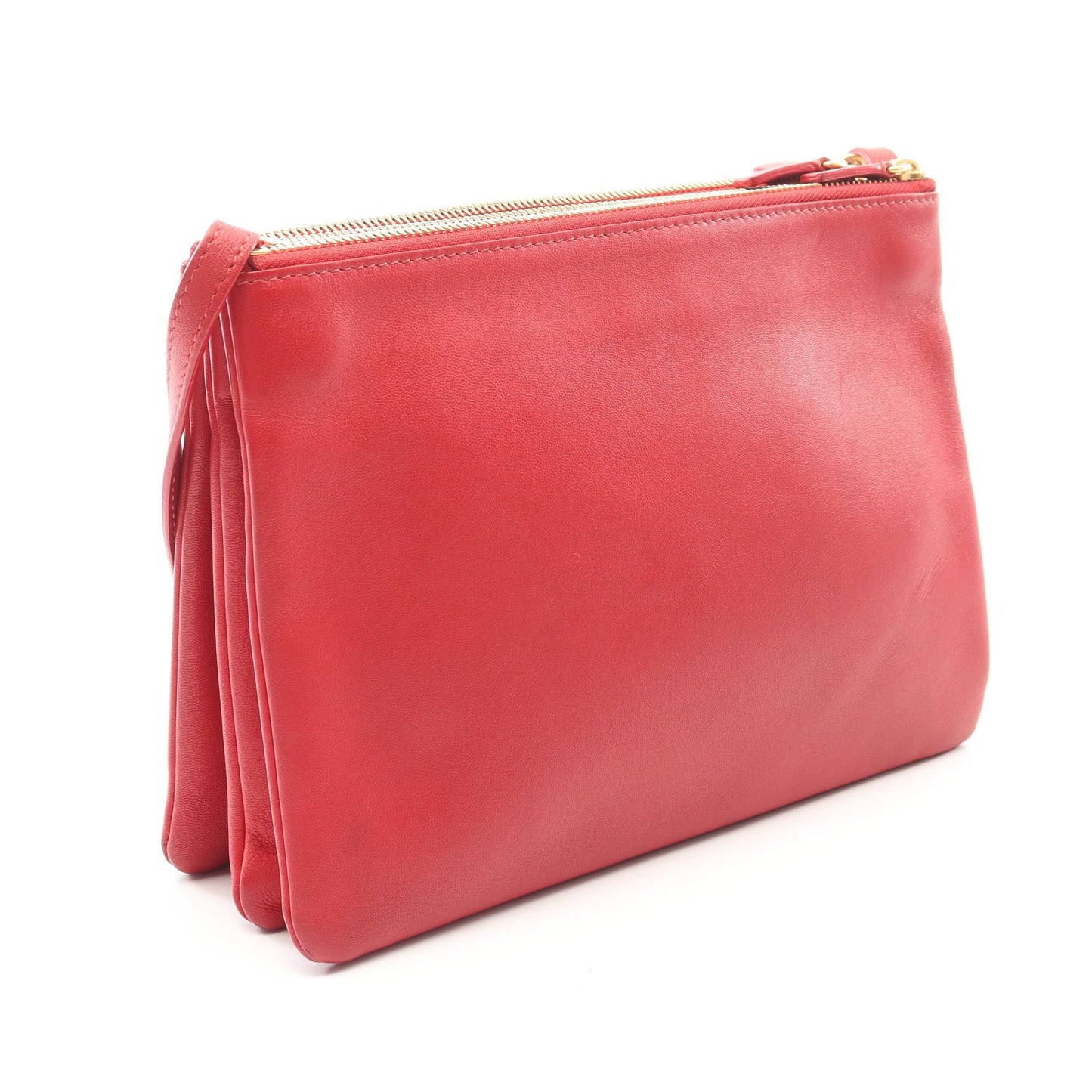 TRIO LARGE トリオ ラージ ショルダーバッグ レザー レッド セリーヌ バッグ CELINE