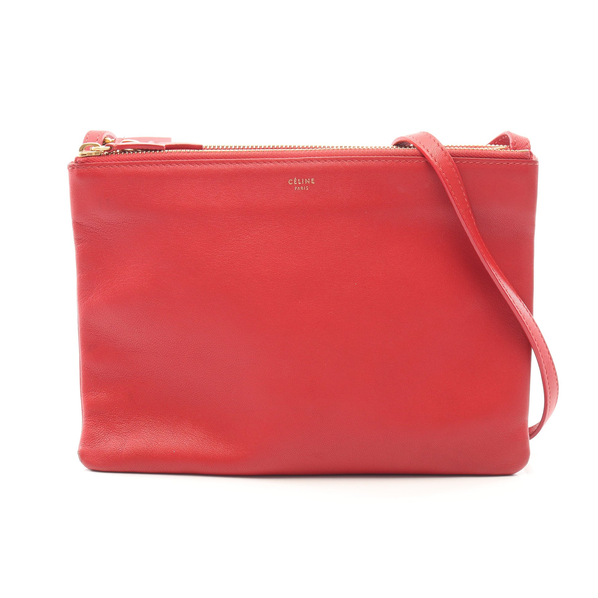 TRIO LARGE トリオ ラージ ショルダーバッグ レザー レッド セリーヌ バッグ CELINE