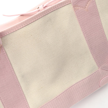 ネイビーカバ XS 2WAY ハンドバッグ キャンバス レザー アイボリー ピンク バレンシアガ バッグ BALENCIAGA