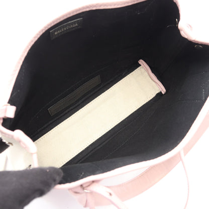 ネイビーカバ XS 2WAY ハンドバッグ キャンバス レザー アイボリー ピンク バレンシアガ バッグ BALENCIAGA
