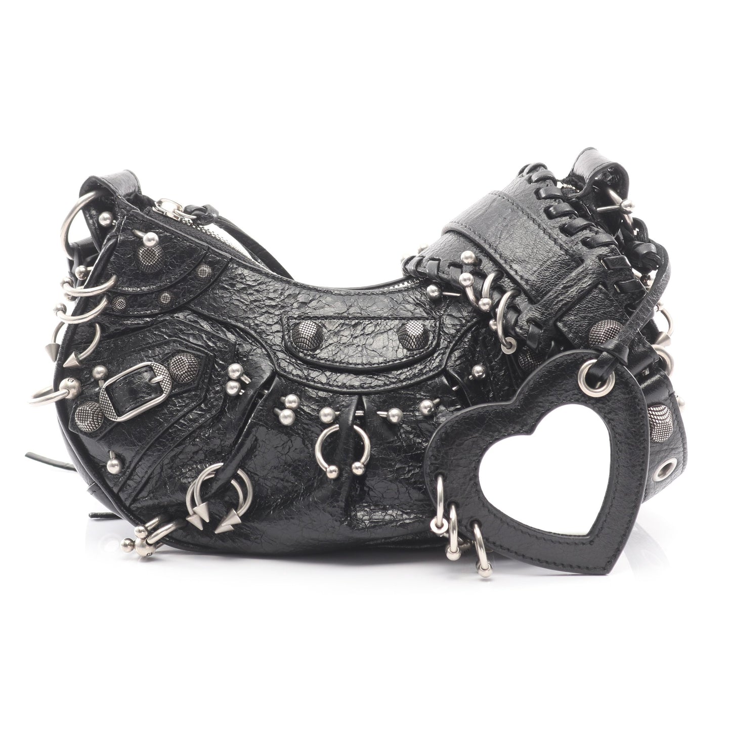 LE CAGOLE ショルダーバッグ ピアス装飾 レザー ブラック バレンシアガ