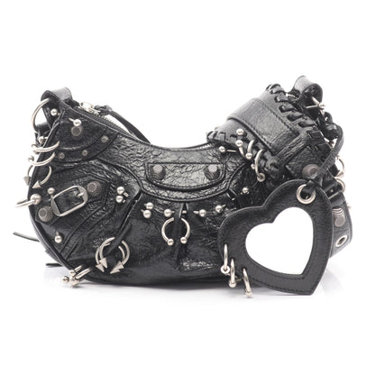 LE CAGOLE ショルダーバッグ ピアス装飾 レザー ブラック バレンシアガ