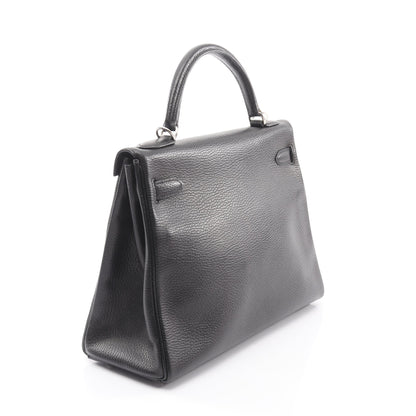 ケリー32 ハンドバッグ アルデンヌ ブラック シルバー金具 2WAY 外縫い □D刻印 エルメス バッグ HERMES