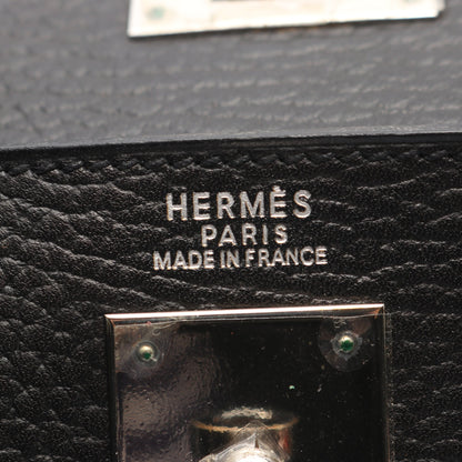 ケリー32 ハンドバッグ アルデンヌ ブラック シルバー金具 2WAY 外縫い □D刻印 エルメス バッグ HERMES