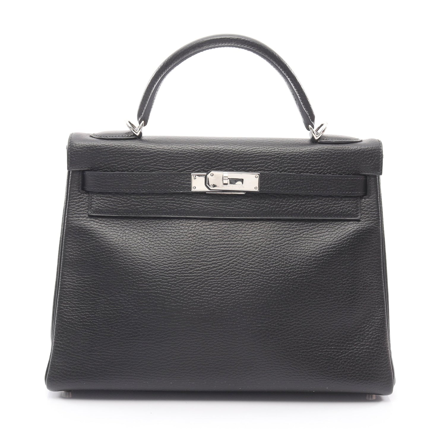 ケリー32 ハンドバッグ アルデンヌ ブラック シルバー金具 2WAY 外縫い □D刻印 エルメス バッグ HERMES