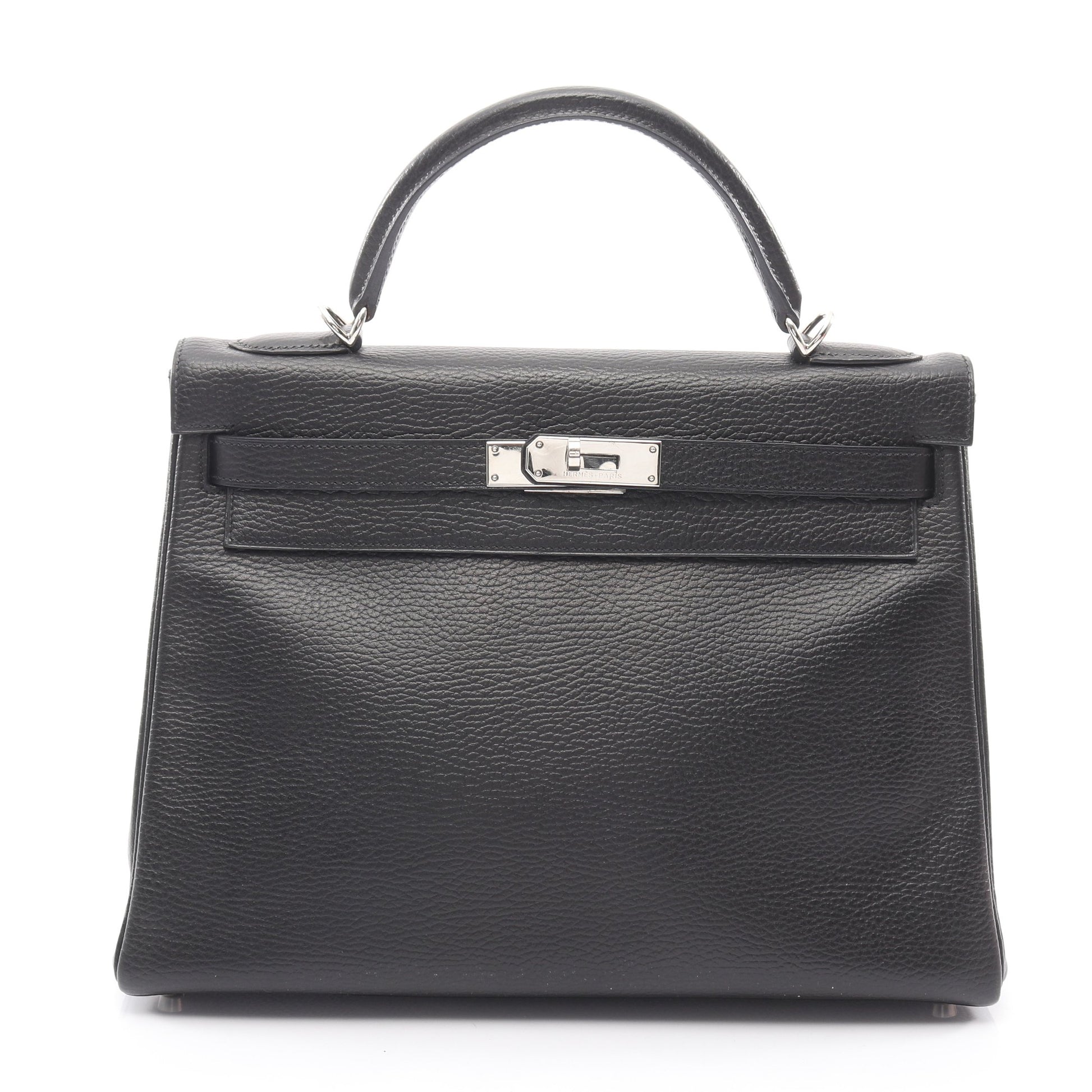 ケリー32 ハンドバッグ アルデンヌ ブラック シルバー金具 2WAY 外縫い □D刻印 エルメス バッグ HERMES